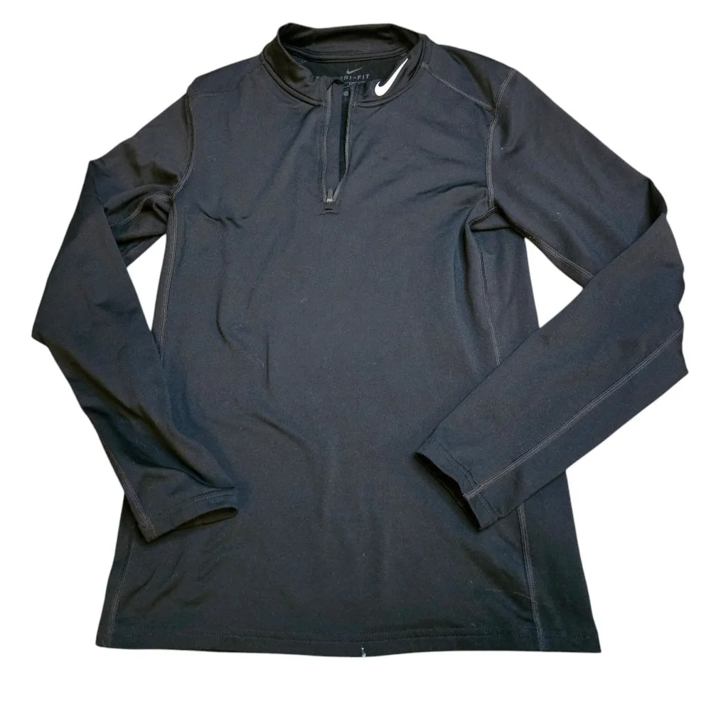 Nike Dri-FIT Small Black 1/4 Zip Fitted Long Sleeve Athletic Sweatshirt - Picture 9 of 10